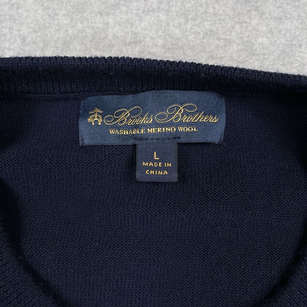 Brooks Brothers Sweater Mens Large Washable Merino Wool Crewneck Skier Ski Knit - Picture 9 of 11